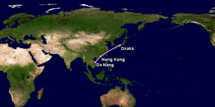 Bay từ Đà Nẵng đến Osaka qua Hong Kong