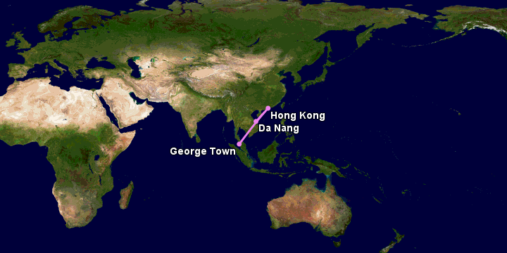 Bay từ Đà Nẵng đến Penang qua Hong Kong