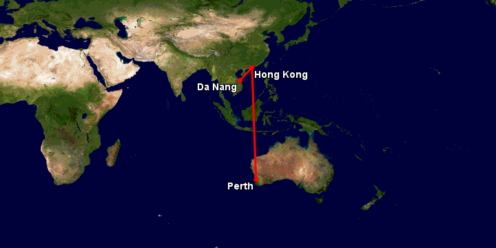 Bay từ Đà Nẵng đến Perth qua Hong Kong
