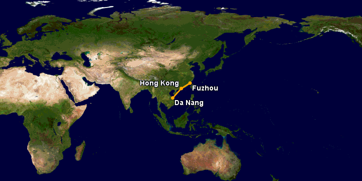 Bay từ Đà Nẵng đến Phúc Châu qua Hong Kong