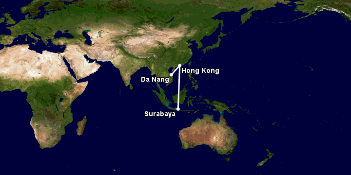 Bay từ Đà Nẵng đến Surabaya qua Hong Kong