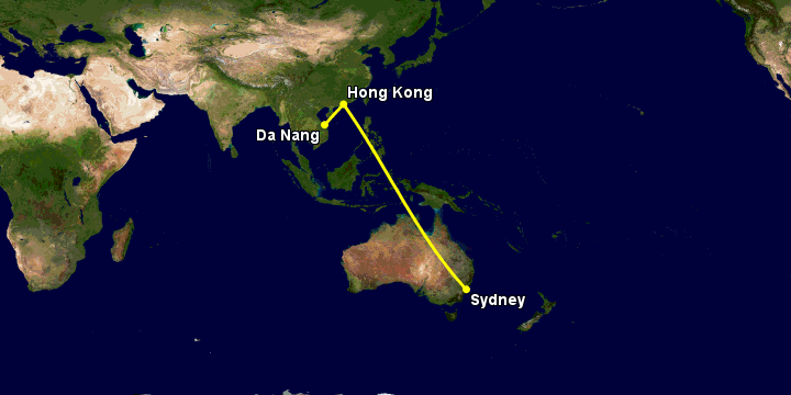 Bay từ Đà Nẵng đến Sydney qua Hong Kong