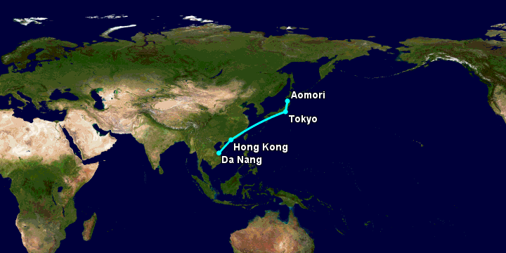 Bay từ Đà Nẵng đến Aomori qua Hong Kong, Tokyo