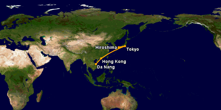 Bay từ Đà Nẵng đến Hiroshima qua Hong Kong, Tokyo