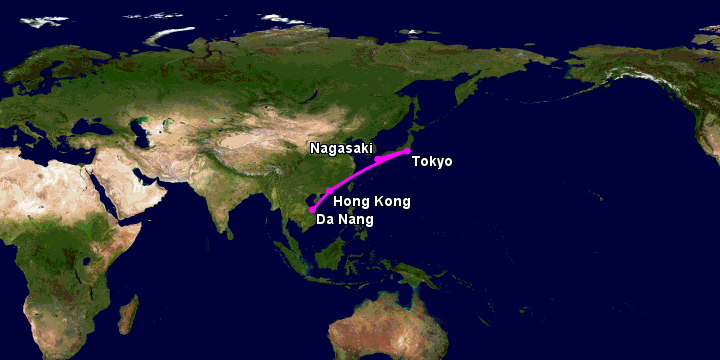 Bay từ Đà Nẵng đến Nagasaki qua Hong Kong, Tokyo