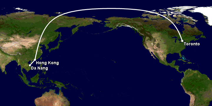 Bay từ Đà Nẵng đến Toronto qua Hong Kong