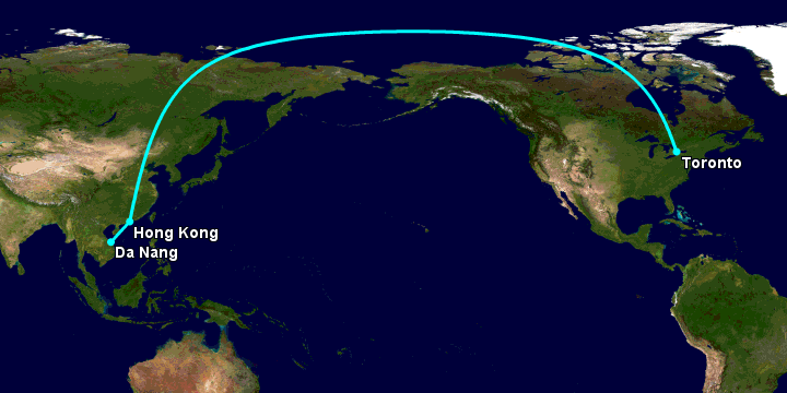 Bay từ Đà Nẵng đến Toronto qua Hong Kong