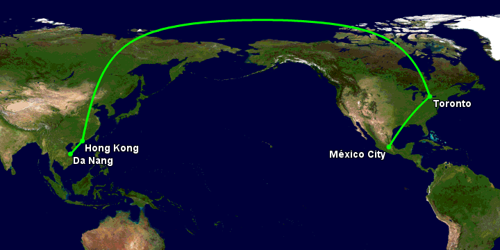 Bay từ Đà Nẵng đến Mexico City qua Hong Kong, Toronto