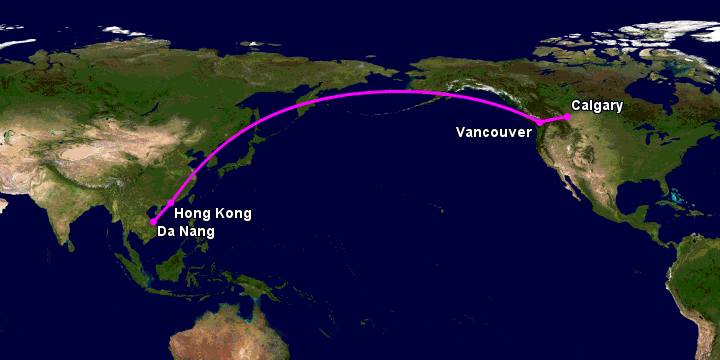 Bay từ Đà Nẵng đến Calgary qua Hong Kong, Vancouver