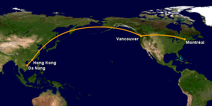 Bay từ Đà Nẵng đến Montreal qua Hong Kong, Vancouver