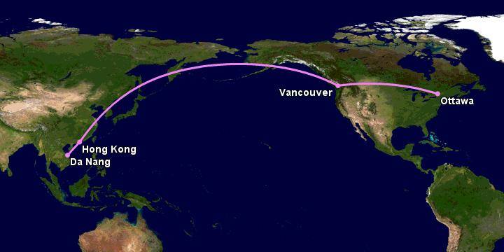 Bay từ Đà Nẵng đến Ottawa qua Hong Kong, Vancouver