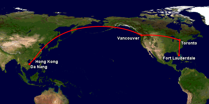 Bay từ Đà Nẵng đến Fort Lauderdale qua Hong Kong, Vancouver, Toronto
