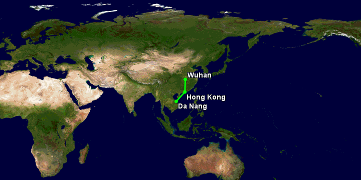 Bay từ Đà Nẵng đến Vũ Hán qua Hong Kong