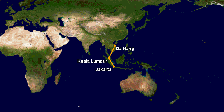 Bay từ Đà Nẵng đến Jakarta qua Kuala Lumpur