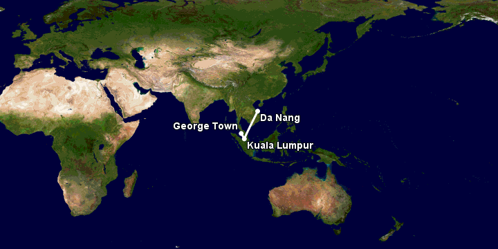 Bay từ Đà Nẵng đến Penang qua Kuala Lumpur