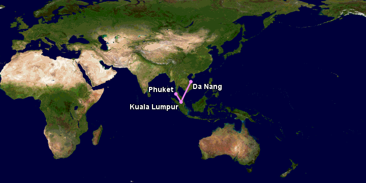 Bay từ Đà Nẵng đến Phuket qua Kuala Lumpur