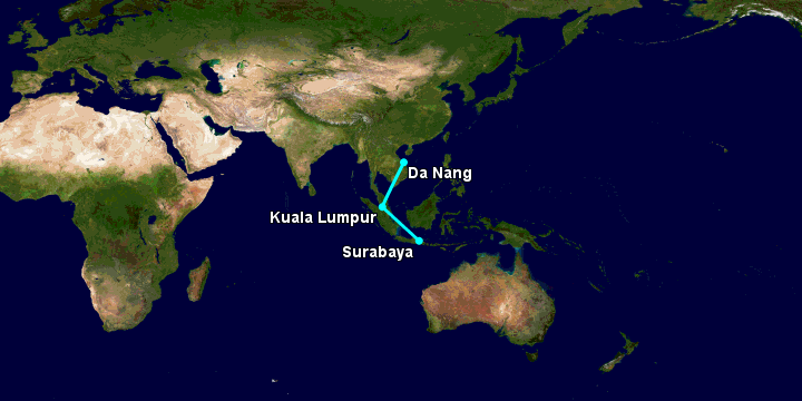 Bay từ Đà Nẵng đến Surabaya qua Kuala Lumpur