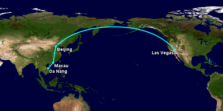 Bay từ Đà Nẵng đến Las Vegas qua Macau, Bắc Kinh