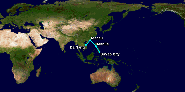 Bay từ Đà Nẵng đến Davao qua Macau, Manila