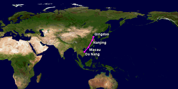 Bay từ Đà Nẵng đến Thanh Đảo qua Macau, Nanjing