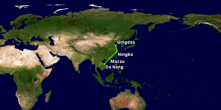 Bay từ Đà Nẵng đến Thanh Đảo qua Macau, Ningbo