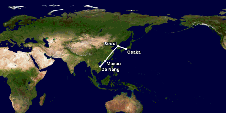 Bay từ Đà Nẵng đến Osaka qua Macau, Seoul