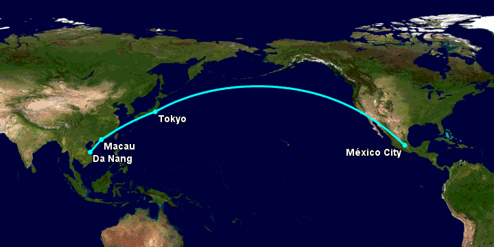 Bay từ Đà Nẵng đến Mexico City qua Macau, Tokyo