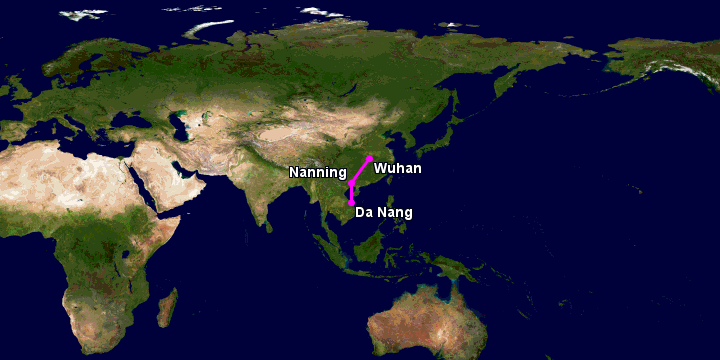 Bay từ Đà Nẵng đến Vũ Hán qua Nanning