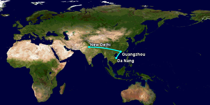 Bay từ Đà Nẵng đến Delhi qua Quảng Châu