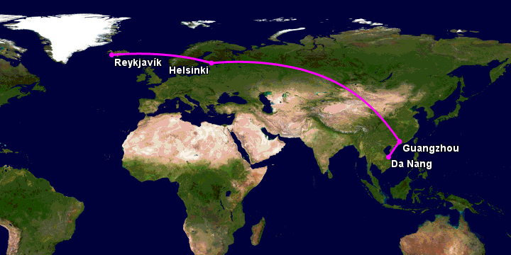Bay từ Đà Nẵng đến Reykjavik qua Quảng Châu, Helsinki