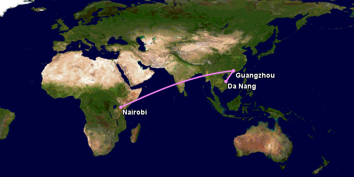 Bay từ Đà Nẵng đến Nairobi qua Quảng Châu