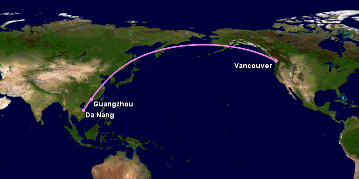 Bay từ Đà Nẵng đến Vancouver qua Quảng Châu