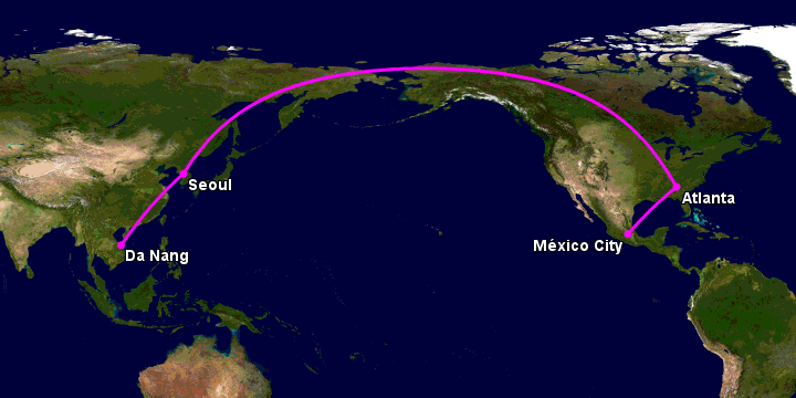 Bay từ Đà Nẵng đến Mexico City qua Seoul, Atlanta