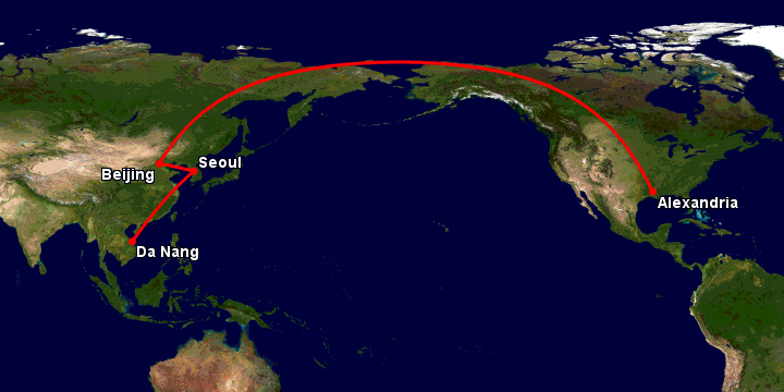 Bay từ Đà Nẵng đến Alexandria qua Seoul, Bắc Kinh