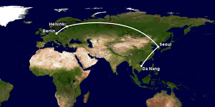 Bay từ Đà Nẵng đến Berlin qua Seoul, Helsinki