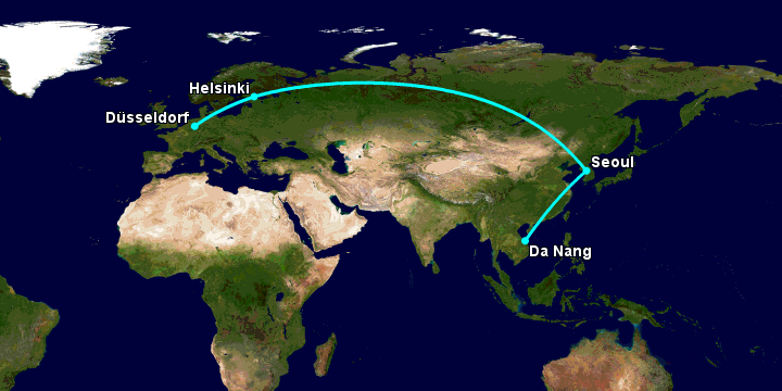 Bay từ Đà Nẵng đến Dusseldorf qua Seoul, Helsinki