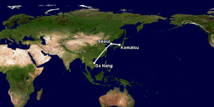 Bay từ Đà Nẵng đến Komatsu qua Seoul