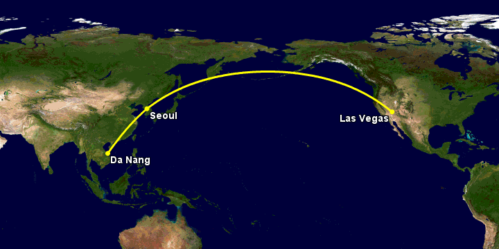 Bay từ Đà Nẵng đến Las Vegas qua Seoul