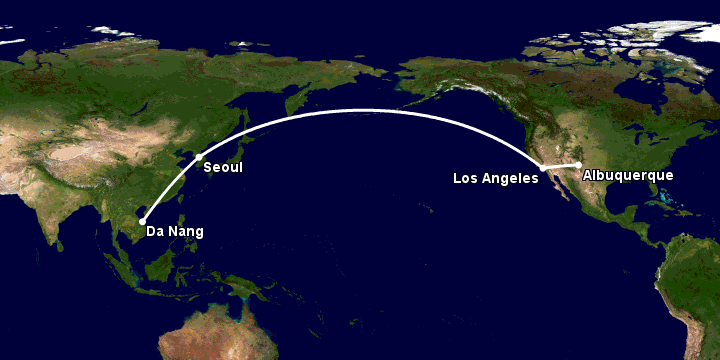 Bay từ Đà Nẵng đến Albuquerque qua Seoul, Los Angeles