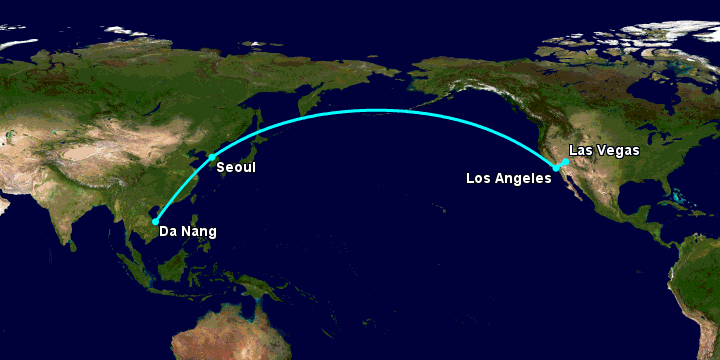 Bay từ Đà Nẵng đến Las Vegas qua Seoul, Los Angeles