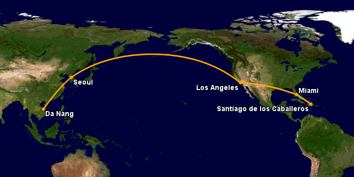 Bay từ Đà Nẵng đến Santiago Do qua Seoul, Los Angeles, Miami