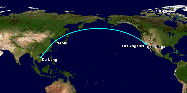 Bay từ Đà Nẵng đến San Diego qua Seoul, Los Angeles