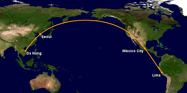 Bay từ Đà Nẵng đến Lima Pe qua Seoul, Mexico City