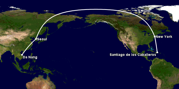 Bay từ Đà Nẵng đến Santiago Do qua Seoul, New York