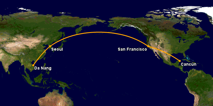 Bay từ Đà Nẵng đến Cancun qua Seoul, San Francisco
