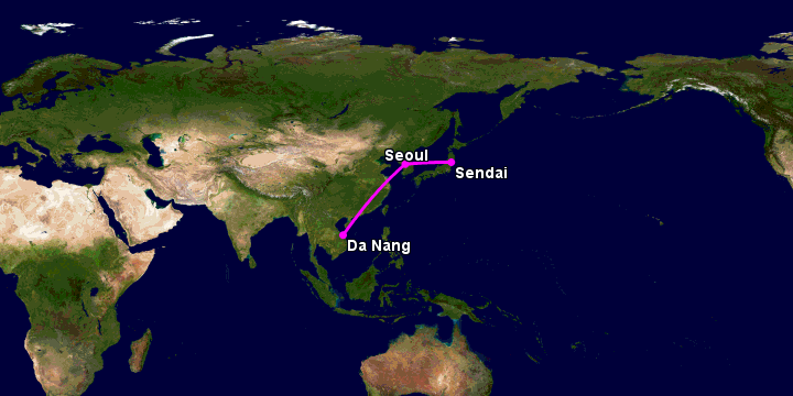 Bay từ Đà Nẵng đến Sendai qua Seoul
