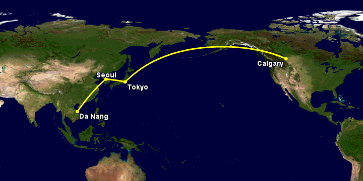 Bay từ Đà Nẵng đến Calgary qua Seoul, Tokyo