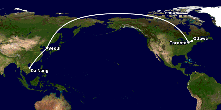 Bay từ Đà Nẵng đến Ottawa qua Seoul, Toronto