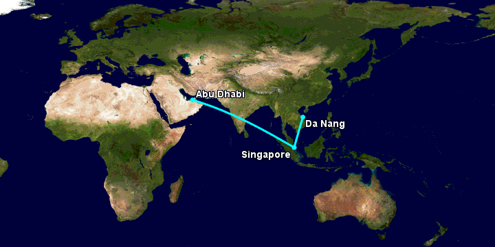 Bay từ Đà Nẵng đến Abu Dhabi qua Singapore