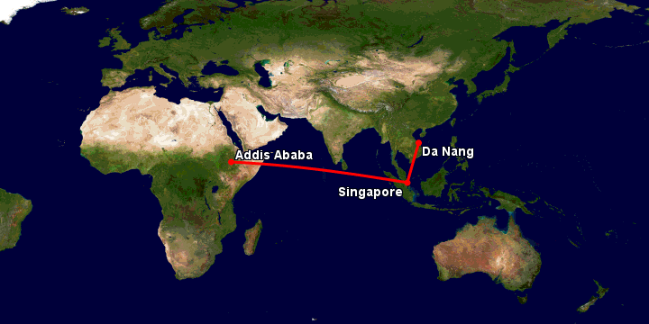 Bay từ Đà Nẵng đến Addis Ababa qua Singapore